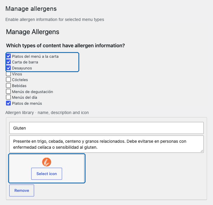 Gestión de alérgenos en Fenómenus